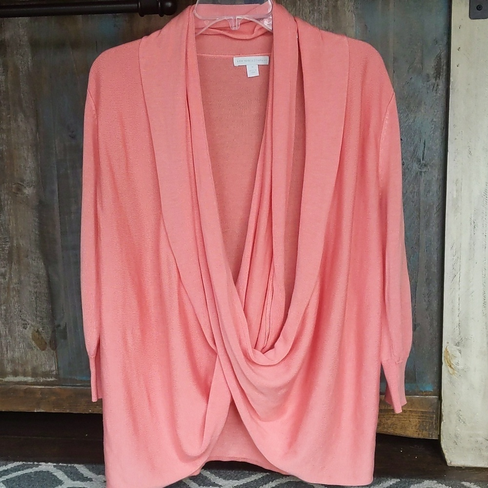 New York & Company Peach Crossover Cardigan - Women's Medium